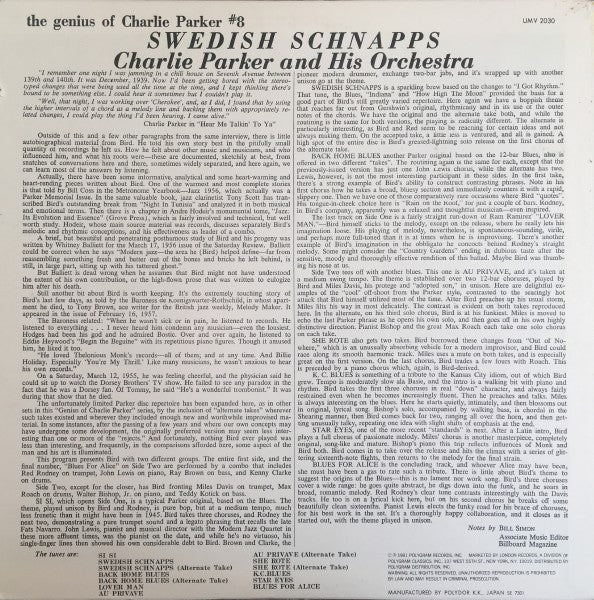 Charlie Parker And His Orchestra : Swedish Schnapps (LP, Album, Mono, RE)