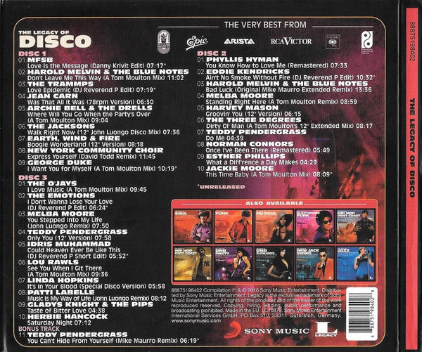 Various : The Legacy Of Disco (3xCD, Comp)