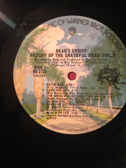 The Grateful Dead : History Of The Grateful Dead, Vol. 1 (Bear's Choice) (LP, Album, Ter)