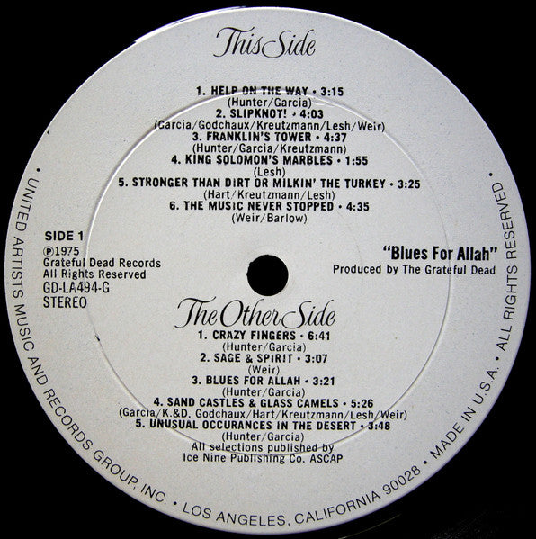 The Grateful Dead : Blues For Allah (LP, Album, Ter)