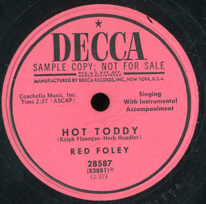 Red Foley : Playin' Dominoes And Shootin' Dice / Hot Toddy (Shellac, 10", Promo)