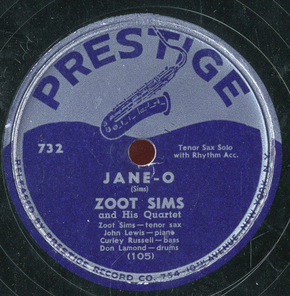Zoot Sims Quartet : Jane-O / Memories Of You (Shellac, 10")