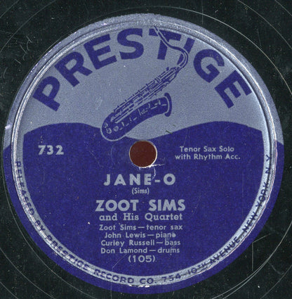 Zoot Sims Quartet : Jane-O / Memories Of You (Shellac, 10")