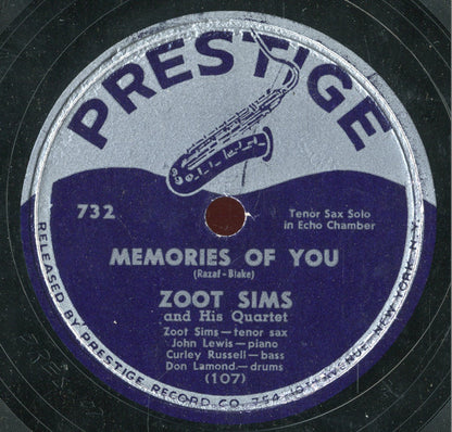 Zoot Sims Quartet : Jane-O / Memories Of You (Shellac, 10")