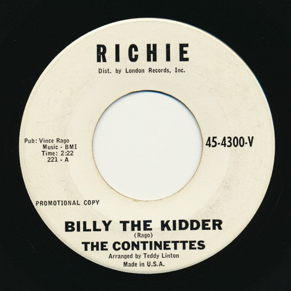 The Continettes : Billy The Kidder / Boys Who Don't Understand (7", Single, Promo)