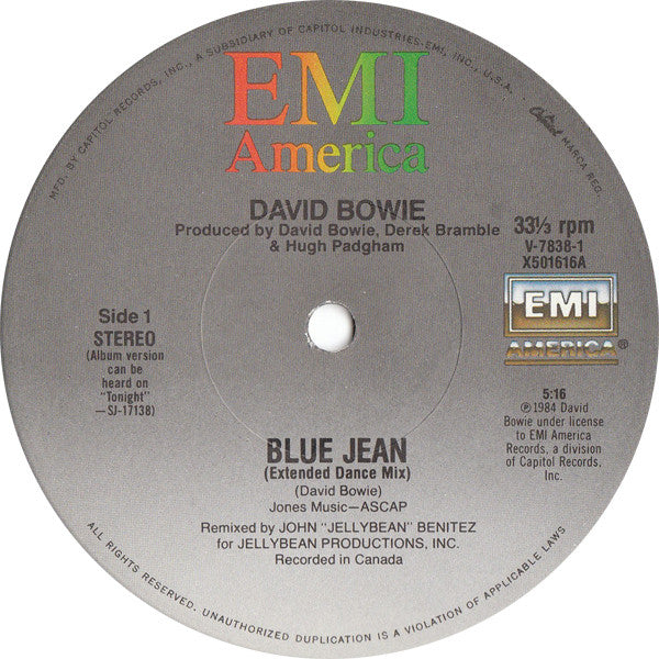 David Bowie : Blue Jean (12", Single)