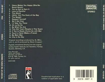 The Staple Singers : The Best Of The Staple Singers (CD, Comp, RE, RM)