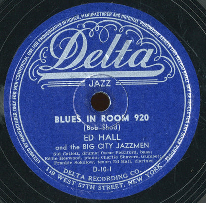 Edmond Hall And The Big City Jazzmen : Blues In Room 920 / Sweet Georgia Brown (Shellac, 10")