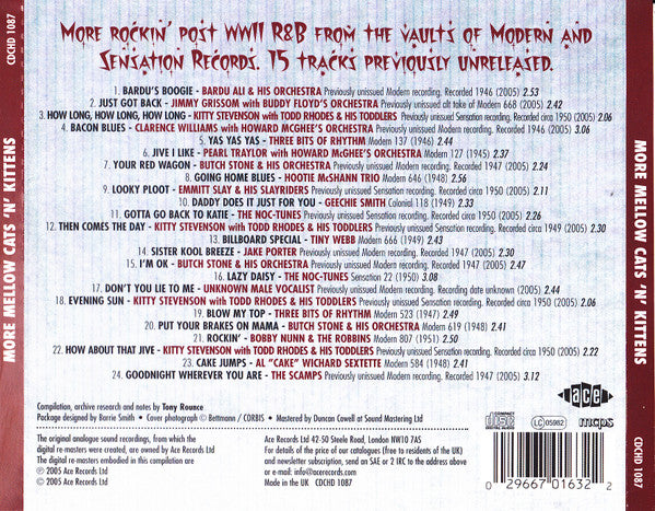 Various : More Mellow Cats 'N' Kittens (Hot R&B And Cool Blues 1946-1952) (CD, Comp)