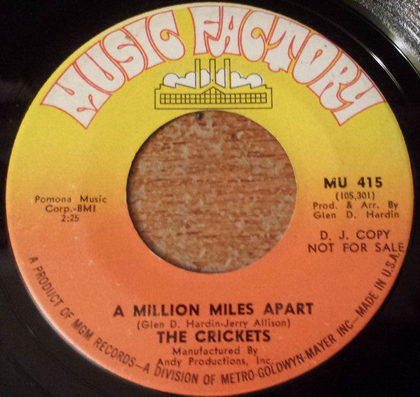 The Crickets (2) : Million Dollar Movie /  A Million Miles Apart (7", Single, Promo)