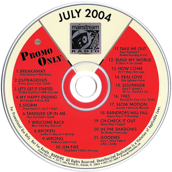 Various : Promo Only Mainstream Radio: July 2004 (CD, Comp, Promo)