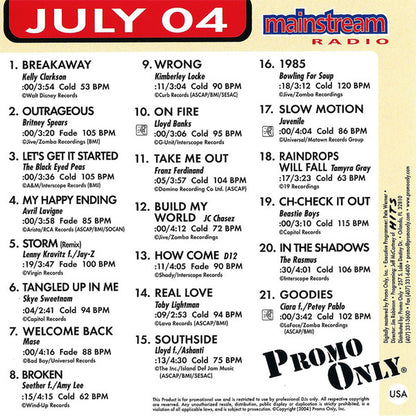 Various : Promo Only Mainstream Radio: July 2004 (CD, Comp, Promo)