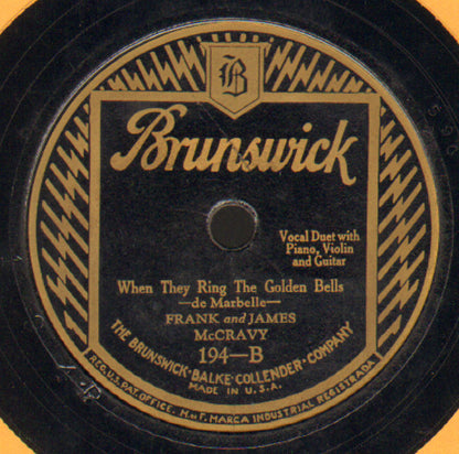 McCravy Brothers : Will The Circle Be Unbroken / When They Ring The Golden Bells (Shellac, 10", Eas)