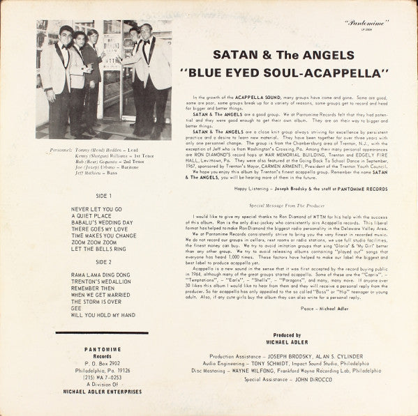 Satan & The Angels : Blue Eyed Soul - Acappella (LP, Album, Mono)