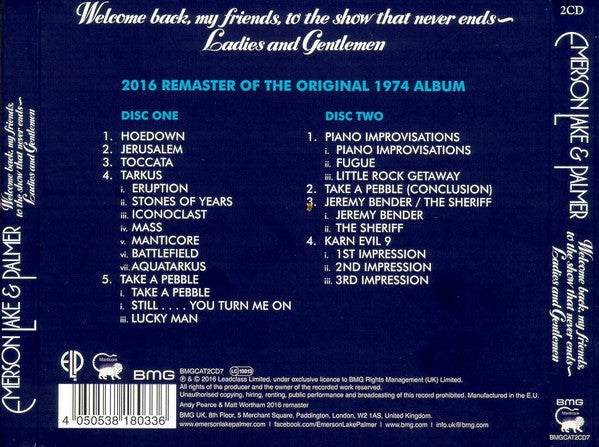 Emerson Lake & Palmer* : Welcome Back, My Friends, To The Show That Never Ends - Ladies And Gentlemen (2xCD, Album, Dlx, RE, RM)