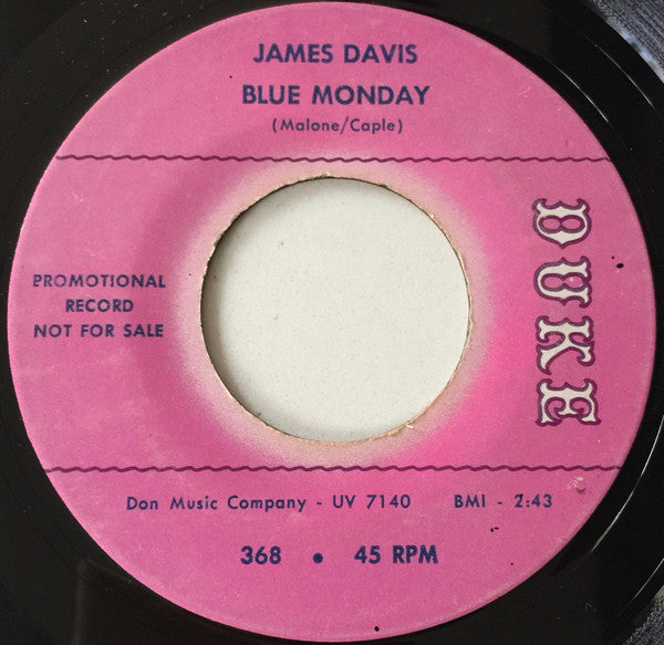 James "Thunderbird" Davis : Blue Monday (7", Single, Promo)