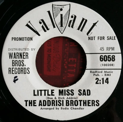 Addrisi Brothers : Little Miss Sad (7", Single, Promo)