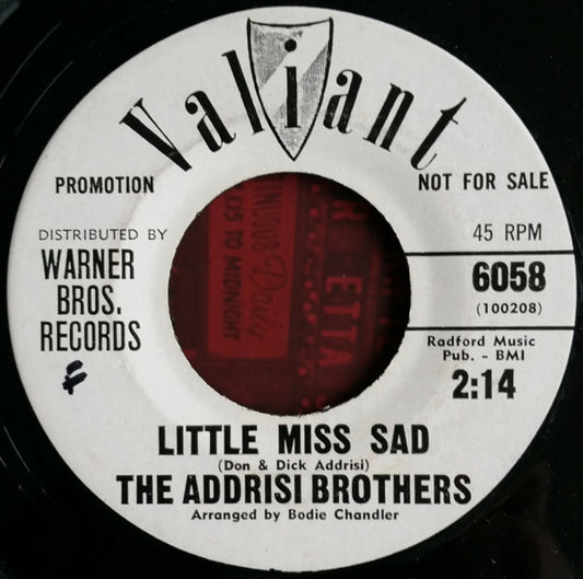Addrisi Brothers : Little Miss Sad (7", Single, Promo)