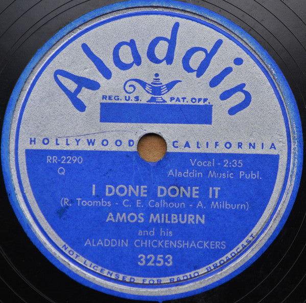 Amos Milburn And His Aladdin Chickenshackers : Vicious, Vicious Vodka / I Done Done It (Shellac, 10")
