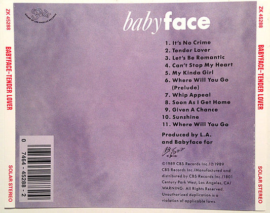 Babyface : Tender Lover (CD, Album, Pit)
