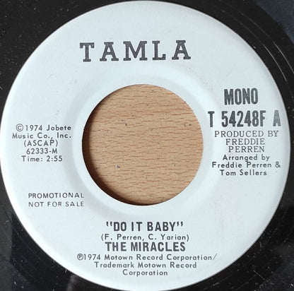 The Miracles : Do It Baby (7", Single, Promo)