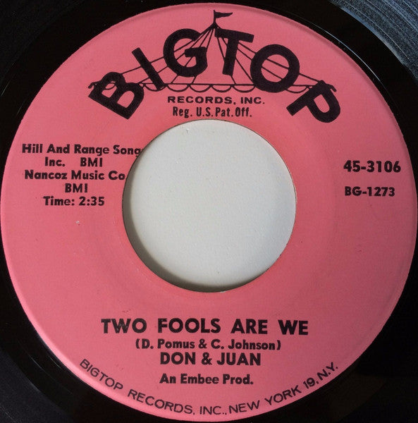 Don & Juan : Two Fools Are We (7", Single)