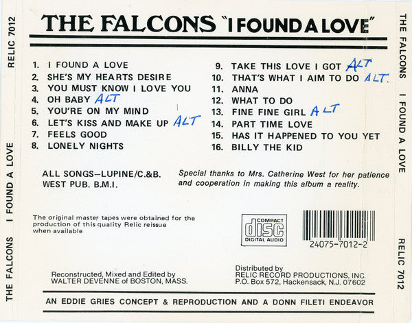 The Falcons : I Found A Love (CD, Comp)