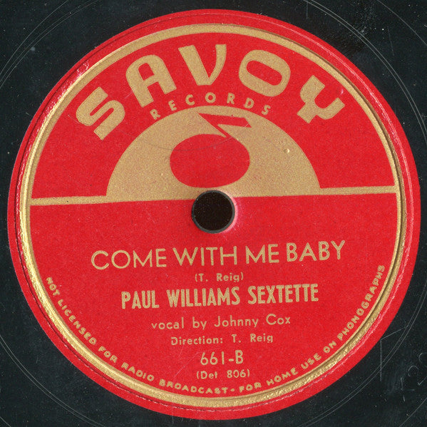 Paul Williams Sextette : Thirty-Five Thirty / Come With Me Baby (Shellac, 10")
