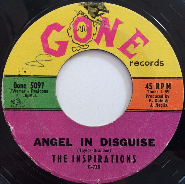 The Inspirations (16) : Angel In Disguise / Stool Pigeon (7", Styrene)