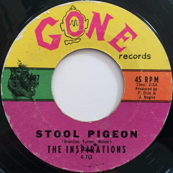 The Inspirations (16) : Angel In Disguise / Stool Pigeon (7", Styrene)