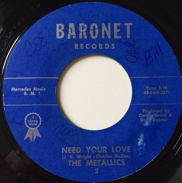 The Metallics : Need Your Love / Itchy Twitchy Too (7", Single, Styrene)