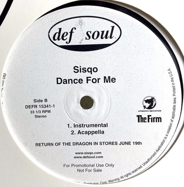 Sisqo : Dance For Me (12", Promo)