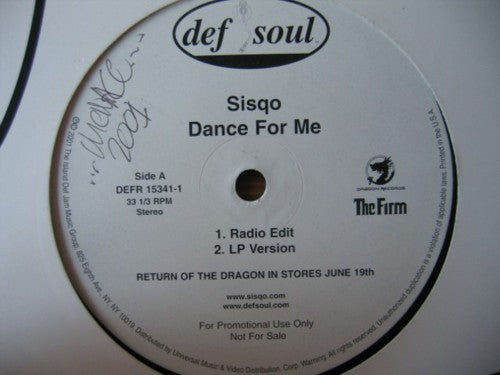 Sisqo : Dance For Me (12", Promo)