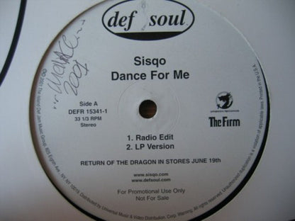Sisqo : Dance For Me (12", Promo)