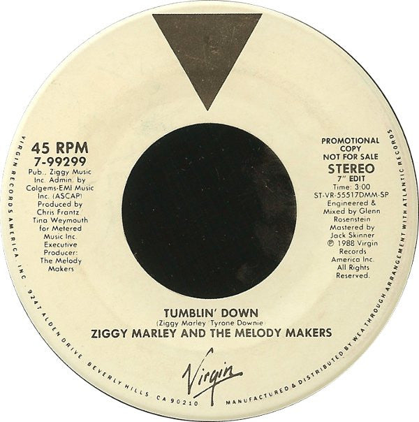 Ziggy Marley And The Melody Makers : Tumblin' Down (7", Promo, SP )