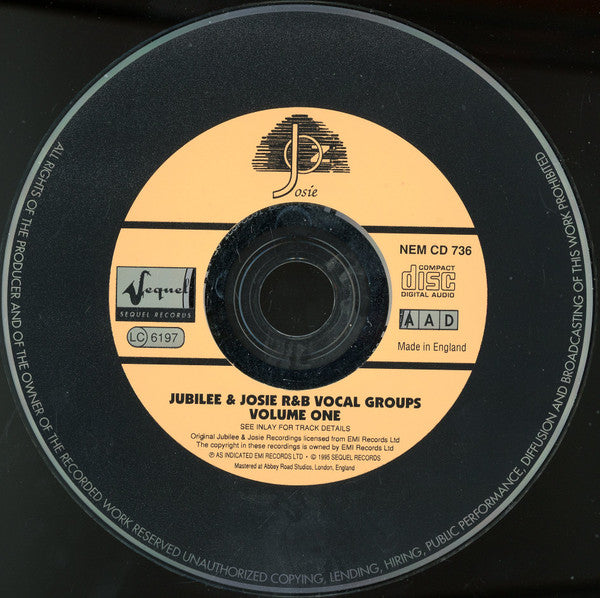 Various : Jubilee & Josie R&B Vocal Groups Volume One (CD, Comp)