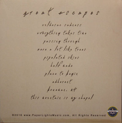 Paper Lights : Great Escapes (LP, Album)