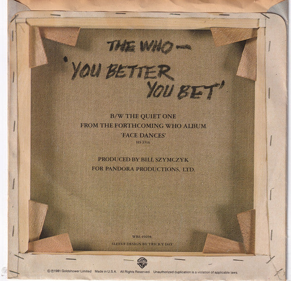 The Who : You Better You Bet (7", Single, Styrene, Ter)
