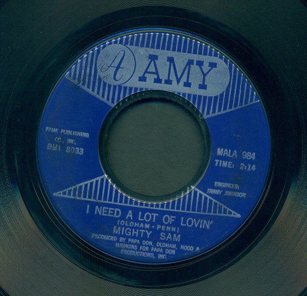 Mighty Sam : Talk To Me, Talk To Me / I Need Alot Of Lovin (7", Single, Sty)