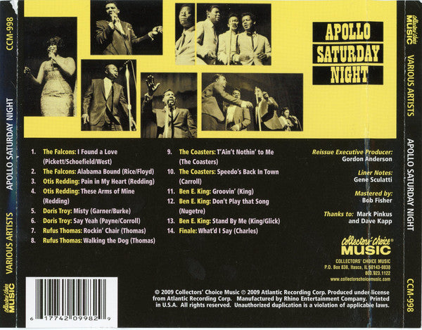 Various : Apollo Saturday Night (CD, Album, RE)