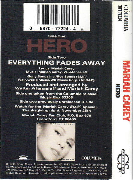 Mariah Carey : Hero (Cass, Single)