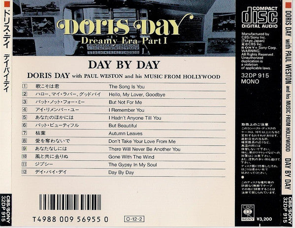Doris Day With Paul Weston And His Music From Hollywood : Day By Day (CD, Album, Mono, RE)