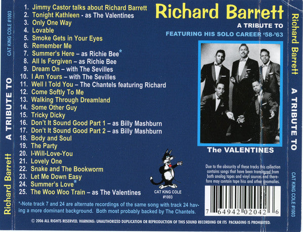 Richard Barrett (5) : A Tribute To (CD, Comp)