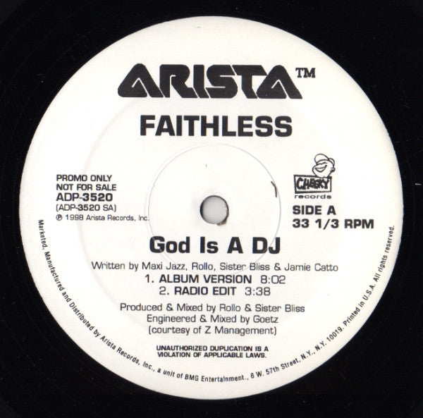 Faithless : God Is A DJ (12", Promo)