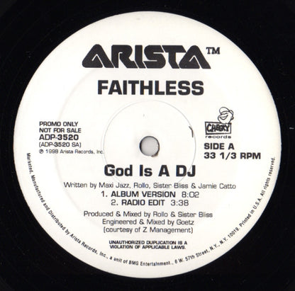 Faithless : God Is A DJ (12", Promo)
