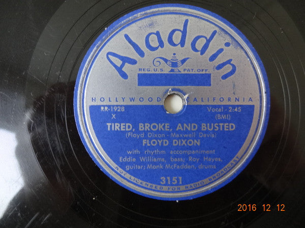 Floyd Dixon : Tired, Broke, And Busted / Come Back Baby (Shellac, 10")