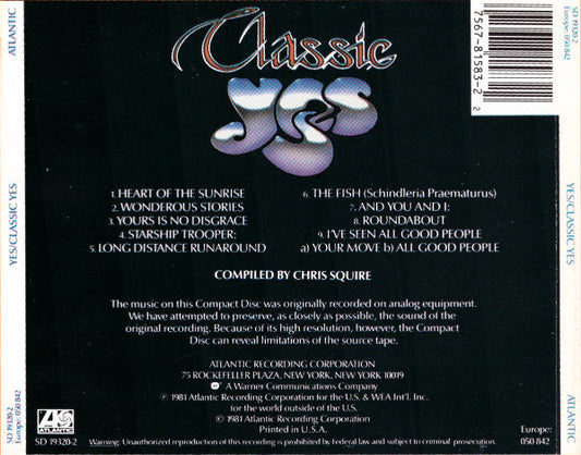 Yes : Classic Yes (CD, Comp, RE, WEA)
