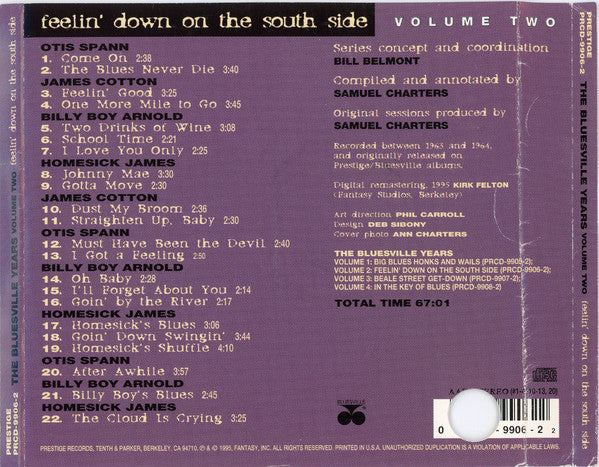 Various : The Bluesville Years Volume Two: Feelin' Down On The South Side (CD, Comp, Promo)