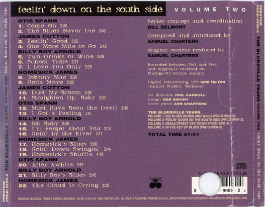 Various : The Bluesville Years Volume Two: Feelin' Down On The South Side (CD, Comp, Promo)