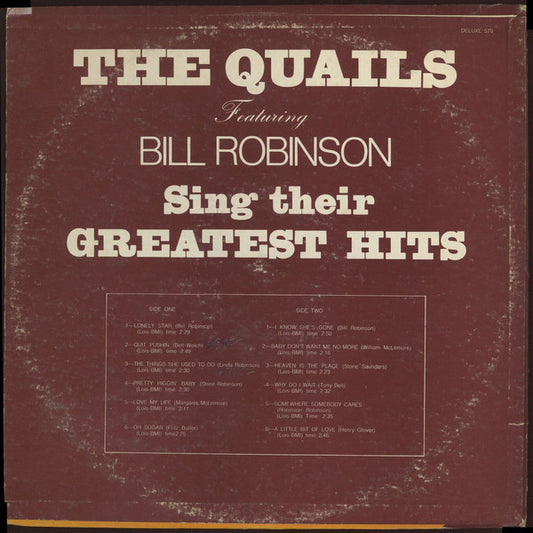 Bill Robinson And The Quails : Sing Their Greatest Hits (LP, Comp)